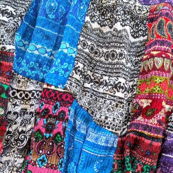 Colorful patchwork boho gypsy vintage maxi skirt - Picture 2 of 7